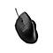 Schwarze, ergonomische Unimouse Computermaus mit Kabel vor weißem Hintergrund.