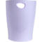 Poubelle cylindrique lilas clair avec trou de poignée.