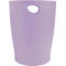 Poubelle violette avec trou de poignée. Le conteneur a une forme ovale et est en plastique.