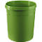 Une poubelle verte sur fond blanc. Le seau cylindrique a un large bord et deux rayures horizontales.