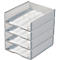 Corbeille porte-produits, format A4, plastique, 4 p., gris