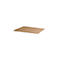 A rectangular, brown cardboard, seen slightly slanted from above, on a white background.