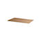 Brown rectangular shape, with slightly curved side, lies on white background.