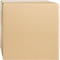 A square, brown cardboard box. The adhesive tapes are white.