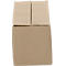 Top view of a brown cardboard box. The box is partially open.