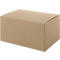 Brown rectangular cardboard box. Foldable construction with glued flaps, unlabeled.