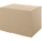A closed brown cardboard box, in a neutral perspective.