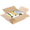 Open cardboard box filled with packaging material and various items.