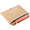 Opened brown shipping envelope with partially visible contents and red adhesive tape.