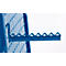 Blue metal structure with zigzag edge, set against a white background.