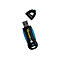 Schwarzer USB-Stick mit blauen Akzenten und abgenommener Kappe. Der Text Voyager USB 3.0 ist sichtbar.