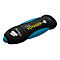 Schwarzer USB-Stick mit blauen Akzenten, Schriftzug "Voyager USB 3.0" und Corsair Logo.