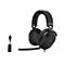 Schwarzes Corsair Gaming-Headset mit Bügelmikrofon und USB-Adapter auf weißem Hintergrund.