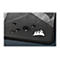 Schwarzes Mauspad mit Corsair-Logo und Wassertropfen. Schwarzer Rand. Graue Musterung.