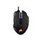 Schwarze Corsair Gaming-Maus. Oben ein beleuchtetes Rad und das Corsair-Logo.