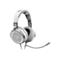 Weißes Gaming-Headset mit Mikrofon, auf weißem Hintergrund. Der Markenname Corsair ist auf dem Headset abgebildet.