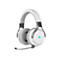 WeiÃŸes Gaming-Headset mit Mikrofon, grauen Ohrmuscheln und blauer Beleuchtung.