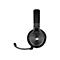 Schwarzes Gaming-Headset mit Mikrofon, das einen weißen Hintergrund zeigt.