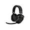 Casque de jeu noir sur fond blanc, avec un microphone et le logo Corsair sur les oreillettes.