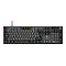 Schwarze mechanische Corsair Gaming-Tastatur mit RGB-Beleuchtung und deutschem QWERTZ-Layout auf weißem Hintergrund.