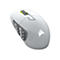 Graue Gaming-Maus mit Seitentasten, gelbem Mausrad und Corsair-Logo.
