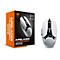 Weiße Cougar Airblader Tournament Gaming-Maus neben ihrer orange-schwarzen Produktverpackung.