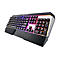 Cougar Gaming-Tastatur mit RGB-Beleuchtung auf silberner Basis und schwarzer Handballenauflage.