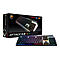 Mechanische RGB-Gaming-Tastatur Attack X3. Die Tastatur steht neben ihrer Verpackung.