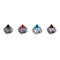 Vier farbige Tastatur-Switches nebeneinander. Schwarzer, roter, blauer und brauner Schalter.