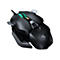 Schwarze Gaming-Maus, mit LED-Beleuchtung und Cougar-Logo. Mit seitlichen Flügeln und Kabel.