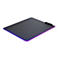 Schwarzes Cougar Mauspad mit leuchtendem, violettem LED-Rand und angeschlossenem USB-Kabel.