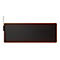 Schwarzes Gaming-Mauspad mit LED-Beleuchtung und orangefarbenem Rand, Cougar-Logo.