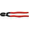 Pince coupante noire avec poignées rouges. Knipex est écrit sur les poignées.