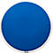 Coussin de siège bleu rond avec une bordure blanche.