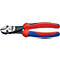 Pince coupante Knipex, rouge et bleu, avec poignées, vue détaillée des arêtes coupantes.