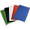 Five coloured sheets of paper: green, black, white, red and blue, arranged overlapping.