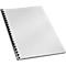 A white notebook with a spiral binding, diagonal angle. Black spiral binding on the left side.