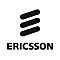 Das schwarze Logo von Ericsson bestehend aus drei diagonalen Balken und dem Schriftzug.
