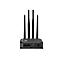 Schwarzer WLAN Router mit vier Antennen, USB-Anschluss und Anschlüssen.