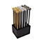 Stylos avec boules serties de diamants sur bloc noir. Stylos or, argent et anthracite.