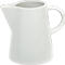 White ceramic jug with a spout and a handle. The design is minimalistic.
