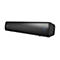Schwarze Creative Soundbar vor weißem Hintergrund mit leuchtender blauer Status-LED.