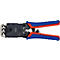 Eine Zange, blau-rot, mit schwarzem Mittelteil. Beschriftung Knipex 97 51 12.