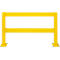 Yellow safety barrier with two horizontal bars and square feet. On a light background.