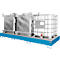 Cubeta AW 1000-3, para 3 contenedores IBC de 1000 l o 10 bidones de 200 l, L 3850 x A 1300 x H 340 mm, accesible por debajo, azul claro