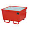 Cubeta BAUER AM-1, con rejilla, acero, 215 l, ancho 800 x fondo 800 x alto 545 mm, rojo