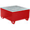 Cubeta BAUER AW-1/PE, con rejilla, 200 l, ancho 815 x fondo 815 x alto 470 mm, rojo