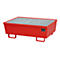 Cubeta colectora BAUER AM-2, con rejilla, acero, 225 l, An 1200 x P 800 x Al 415 mm, rojo