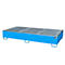 Cubeta colectora BAUER AW 1000-2/PE con rejilla, 2 IBC 1000 l, An 2665 x P 1315 x Al 440 mm, azul