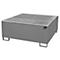 Cubeta colectora BAUER AW 1000/PE con rejilla, IBC 1000 l, An 1475 x P 1475 x Al 625 mm, gris